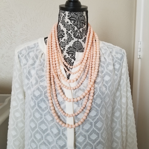 BaubleBar Multi Strand Layered Necklace in Soft Coral - Picture 2 of 13